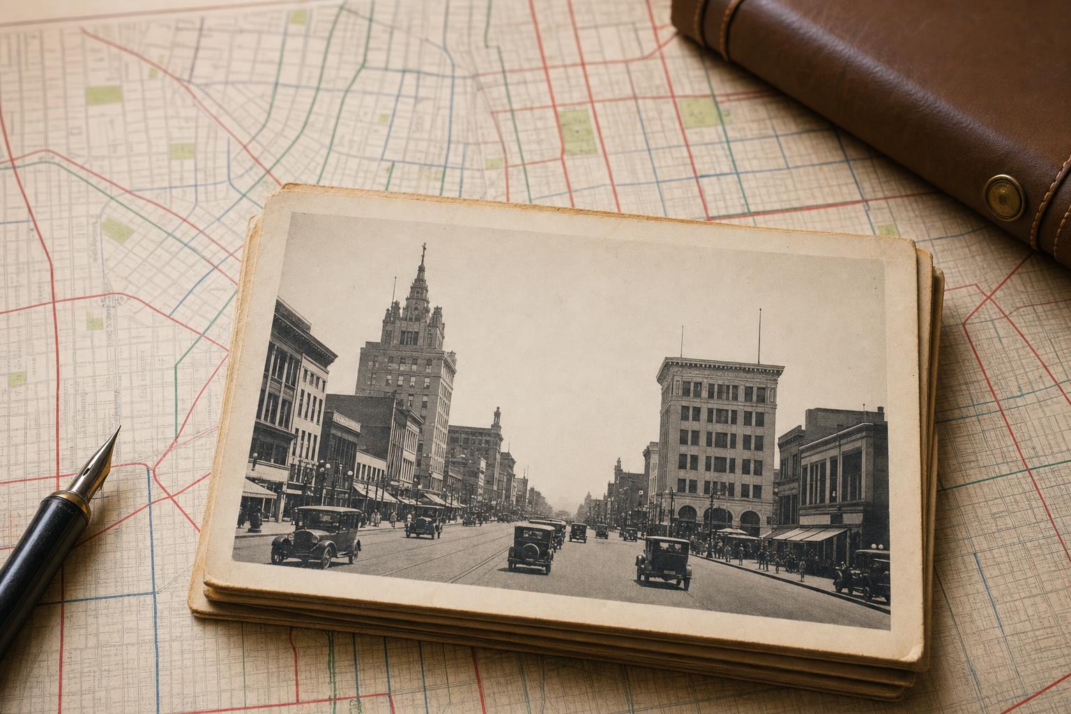 Vintage Fresno Postcard Routes Map the City Postal History